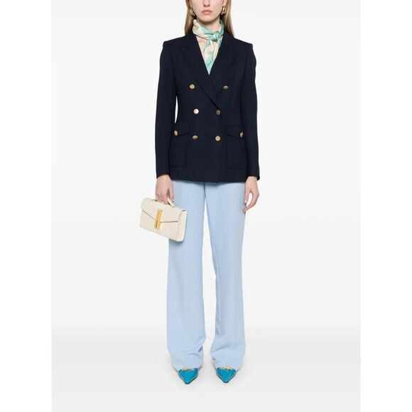 TAGLIATORE Double-Breasted Wool Blend Blazer with Gold Buttons Women BLUE Coats - Picture 2 of 5